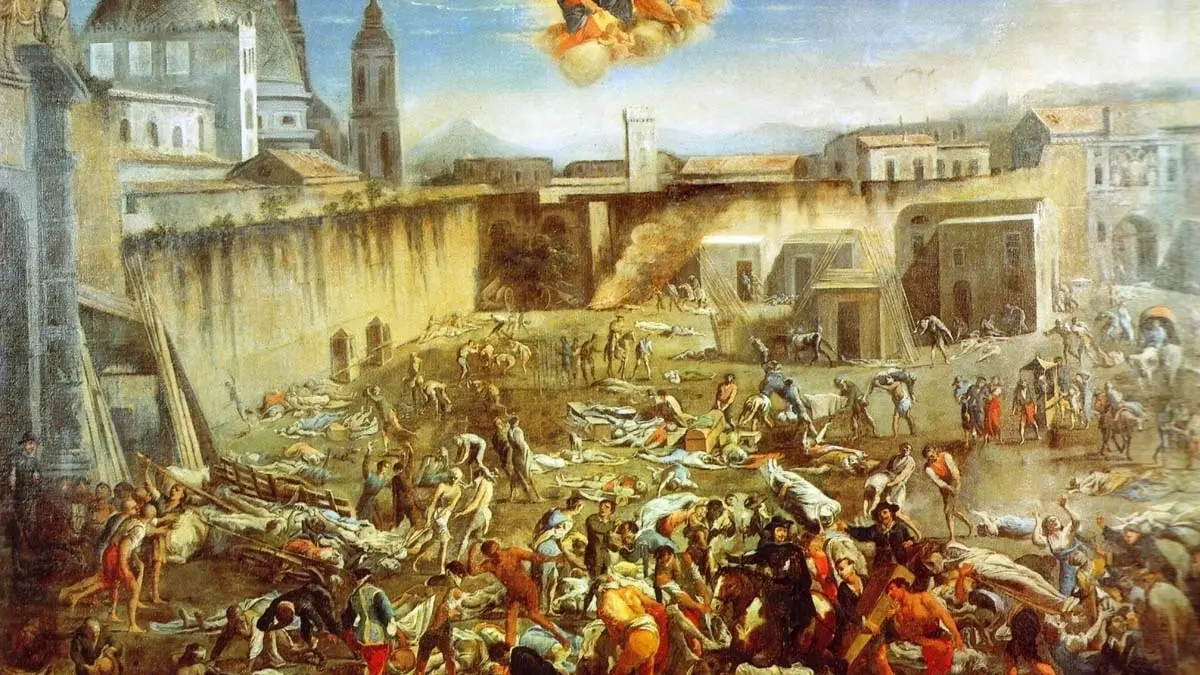 Piazza Mercatello durante la peste del 1656 Spadaro